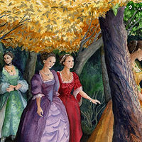 Watercolor The Twelve Dancing Princesses - Walking Through the Woods by Betty Ann  Medeiros