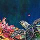 Watercolor Turtle and Coral Reef by Elizabeth4361 Medeiros
