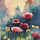 Watercolor Poppies in the morning mist by Elizabeth4361 Medeiros