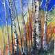 Watercolor Birch Trees in Fall by Elizabeth4361 Medeiros