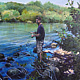 Oil painting Fishing in the Shade by Elizabeth4361 Medeiros