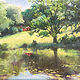 Oil painting Pond at Southford Falls, CT. by Elizabeth4361 Medeiros