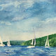 Watercolor Sailing on Candlewood Lake by Elizabeth4361 Medeiros