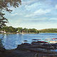 Oil painting New Fairfield CT. Town Marina with Boats by Elizabeth4361 Medeiros