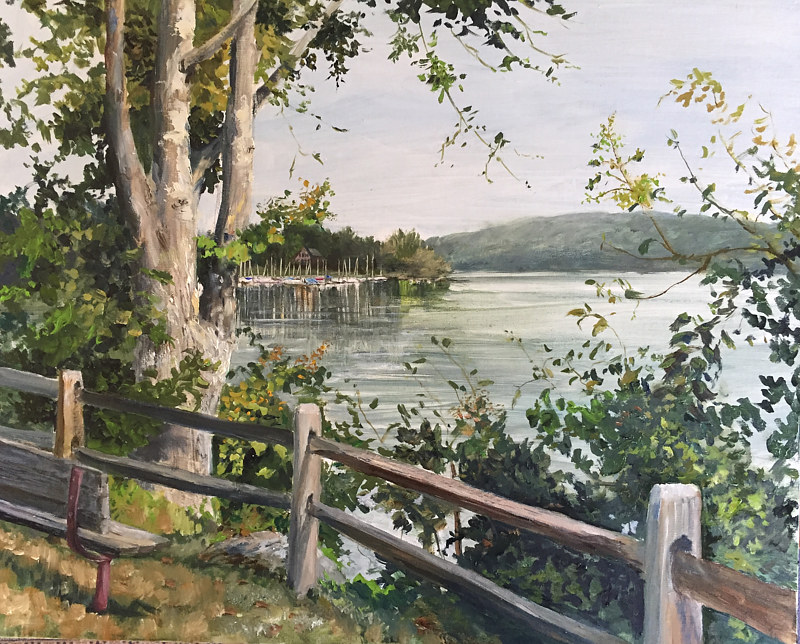 Oil painting A view of Chatterton Point, New Fairfield, CT. by Elizabeth4361 Medeiros