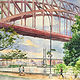 Watercolor 11x14 Signed Gyclee print - Shore and Ditmars, Astoria Queens by Elizabeth4361 Medeiros