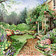 Watercolor English Garden Signed Gyclee Print by Elizabeth4361 Medeiros