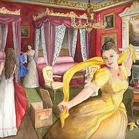 Watercolor The Twelve Dancing Princesses - Bedroom Scene by Betty Ann  Medeiros