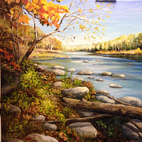Oil painting Housatonic River by Betty Ann  Medeiros