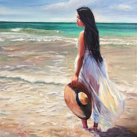 Oil painting A Walk on the Beach by Betty Ann  Medeiros