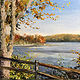 Oil painting Candlewood Lake, from New Fairfield Town Marina CT. by Elizabeth4361 Medeiros