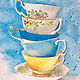 Watercolor Tea Time by Elizabeth4361 Medeiros