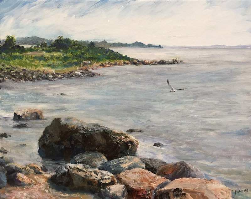 Oil painting Meig’s Point, Hammonasset State Park, CT. by Elizabeth4361 Medeiros