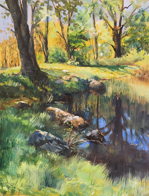 Oil painting South End Ball Pond, New Fairfield by Elizabeth4361 Medeiros