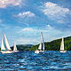 Oil painting Sailing on Candlewood Lake by Elizabeth4361 Medeiros